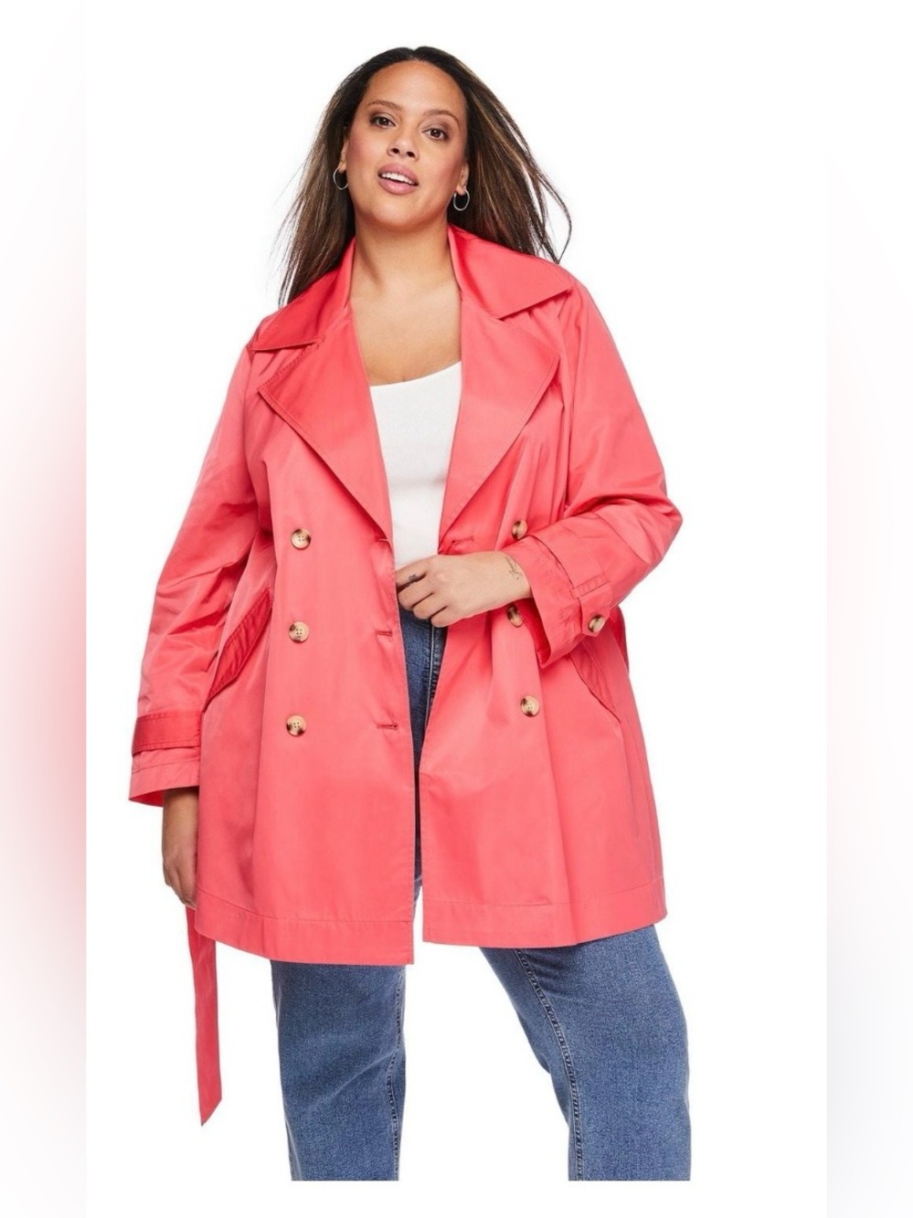 NEW! Lane Bryant Women’s Trench Coat - Coral 4x